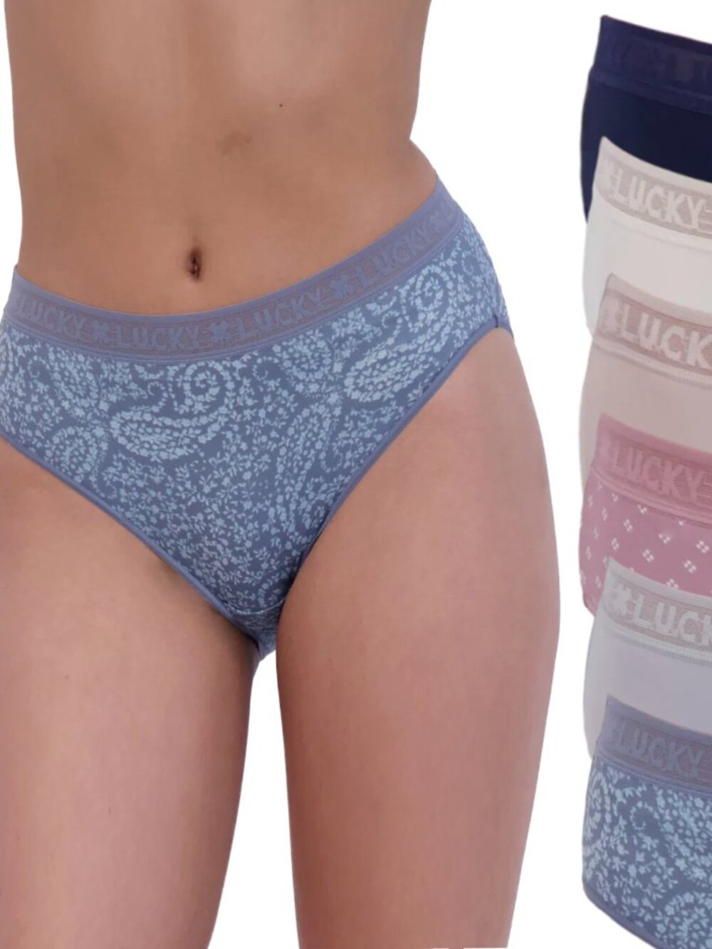Women's Lucky Brand Hi-Cut Panties 6Pack - Multi-Color - Medium - NIB